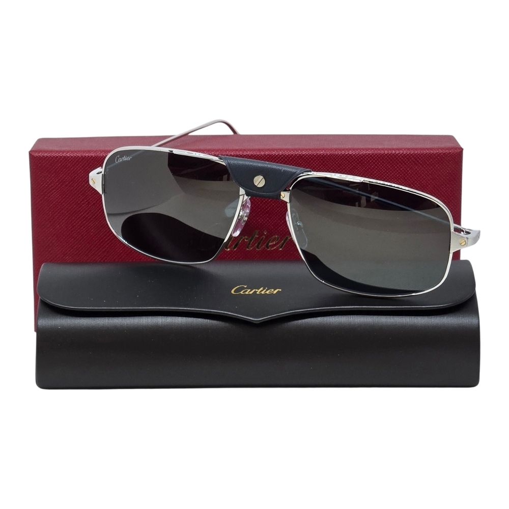 Cartier Silver and BLUE LENSES Sunglasses